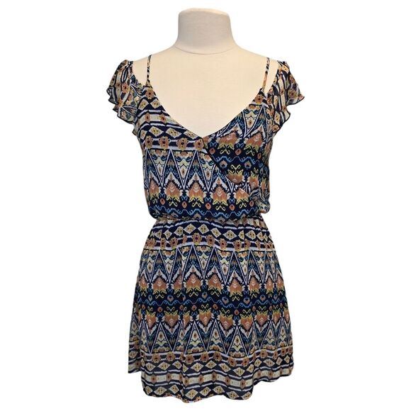 Peach Royal Women's Aztec Print Off Shoulder Mini Dress S - Picture 1 of 16